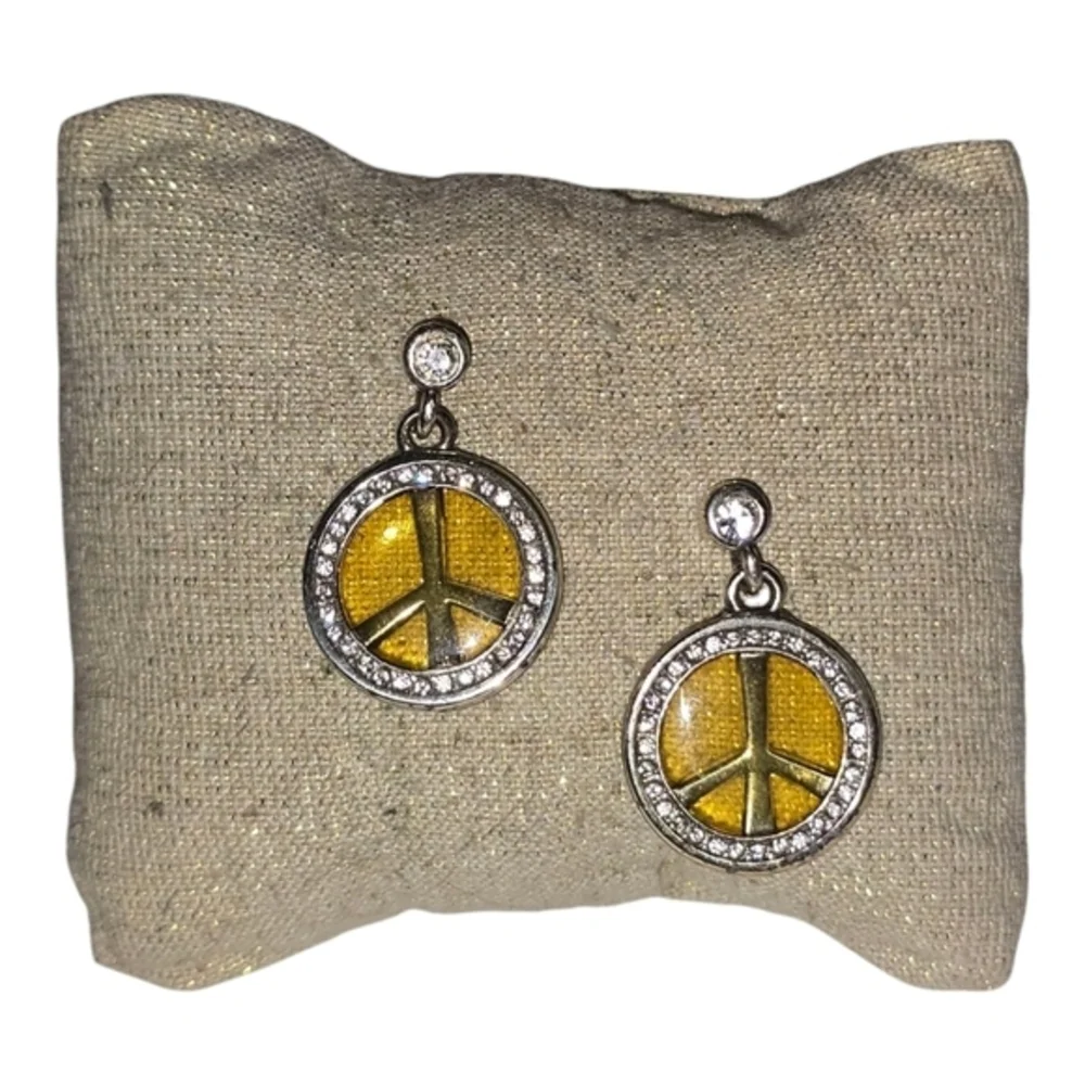 Brighton Yellow Swarovski Crystal‎ Peace Sign Earrings